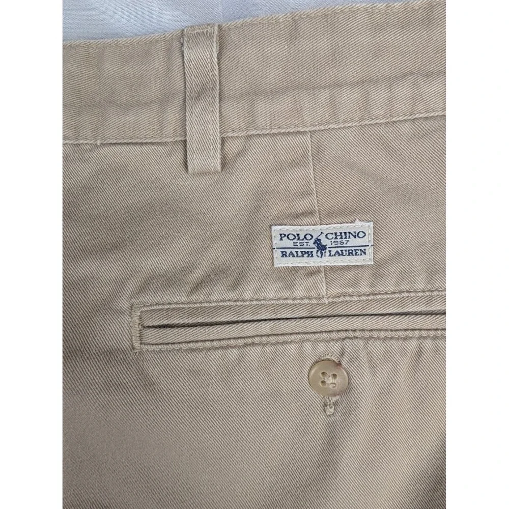 Polo Ralph Lauren Chino Pants Men's 38x32 Khaki Tan Pleated Trousers